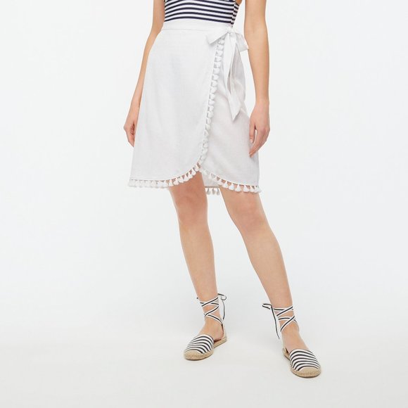 NWT Womens Size Medium J. Crew Pull-On Wrap Cover Up Skirt in Beach White - Picture 2 of 3